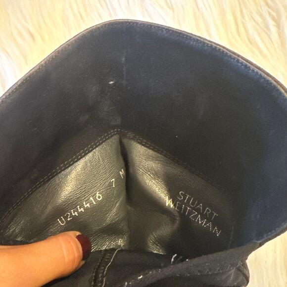 Stuart Weitzman 5050 Over The Knee High Boots Suede Leather Flat, Black - Picture 15 of 16